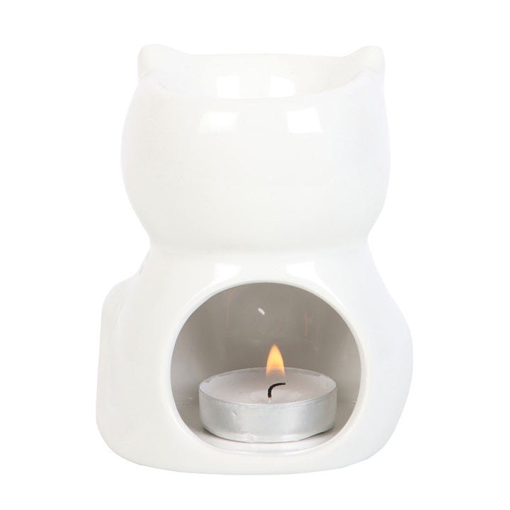 Shiny White Cat Oil Burner - Scents & Gifts UK