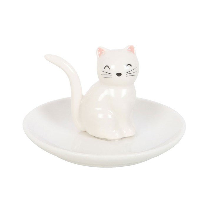 Sitting White Cat Face Trinket Dish - Scents & Gifts UK