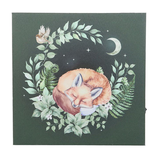 Sleeping Fox Light Up Canvas Plaque - Scents & Gifts UK