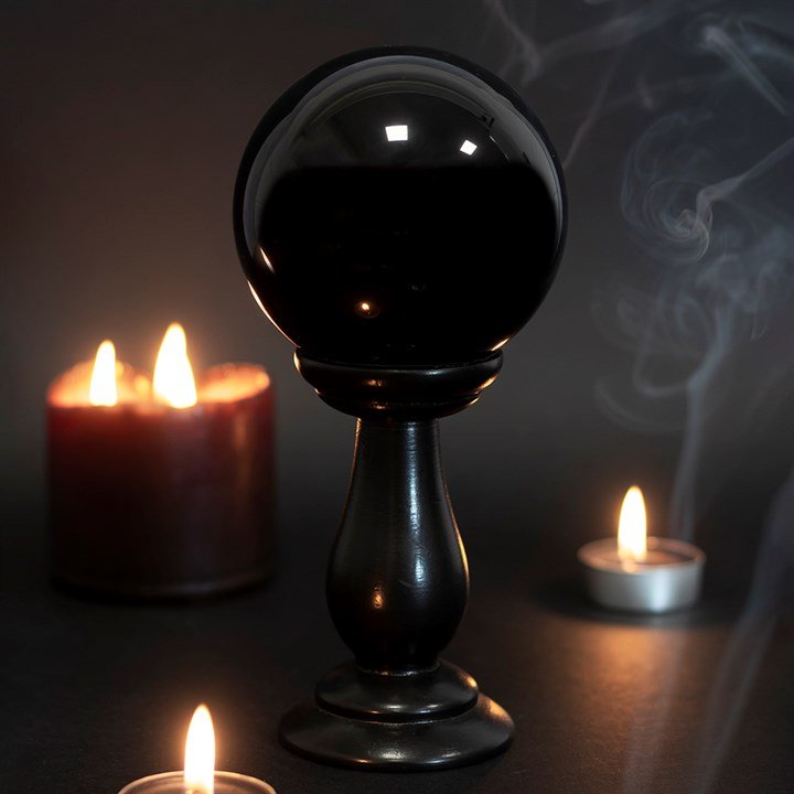 Small Black Crystal Ball on Stand - Scents & Gifts UK