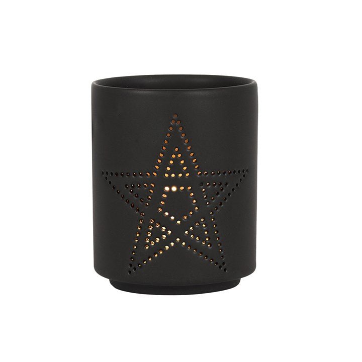 Small Black Pentagram Cut Out Tealight Holder - Scents & Gifts UK
