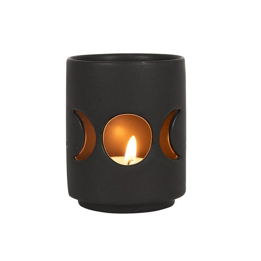 Small Black Triple Moon Cut Out Tealight Holder - Scents & Gifts UK