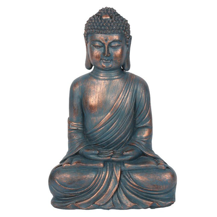 Small Blue Hands in Lap Sitting Buddha - Scents & Gifts UK