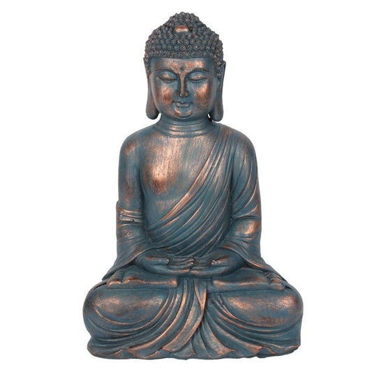 Small Blue Hands in Lap Sitting Buddha - Scents & Gifts UK