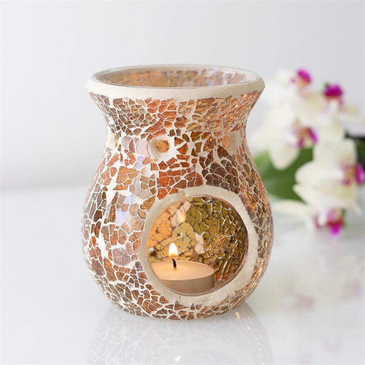 Small Brown Crackle Oil Burner and Wax Warmer - Scents & Gifts UK