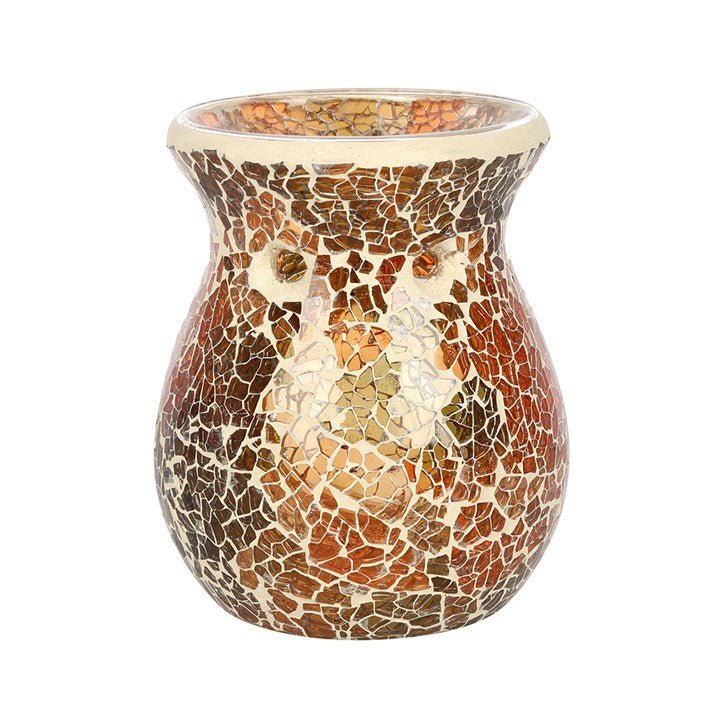 Small Brown Crackle Oil Burner and Wax Warmer - Scents & Gifts UK