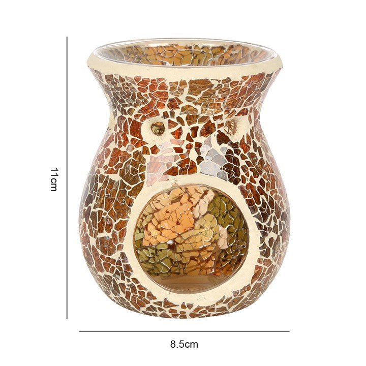 Small Brown Crackle Oil Burner and Wax Warmer - Scents & Gifts UK