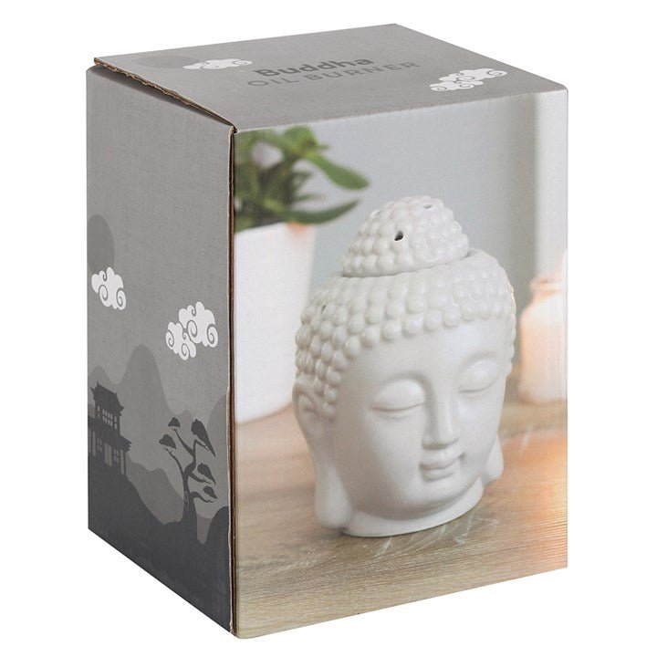 Small Grey Buddha Head Oil Burner - Scents & Gifts UK