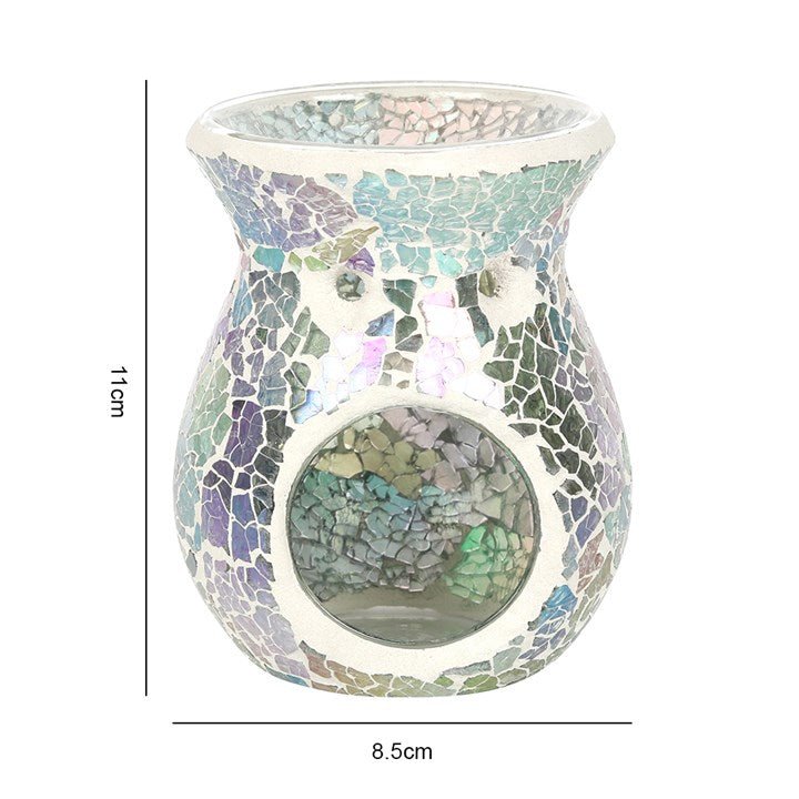 Small Light Blue Iridescent Crackle Oil Burner and Wax Warmer - Scents & Gifts UK