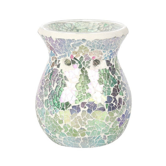 Small Light Blue Iridescent Crackle Oil Burner and Wax Warmer - Scents & Gifts UK