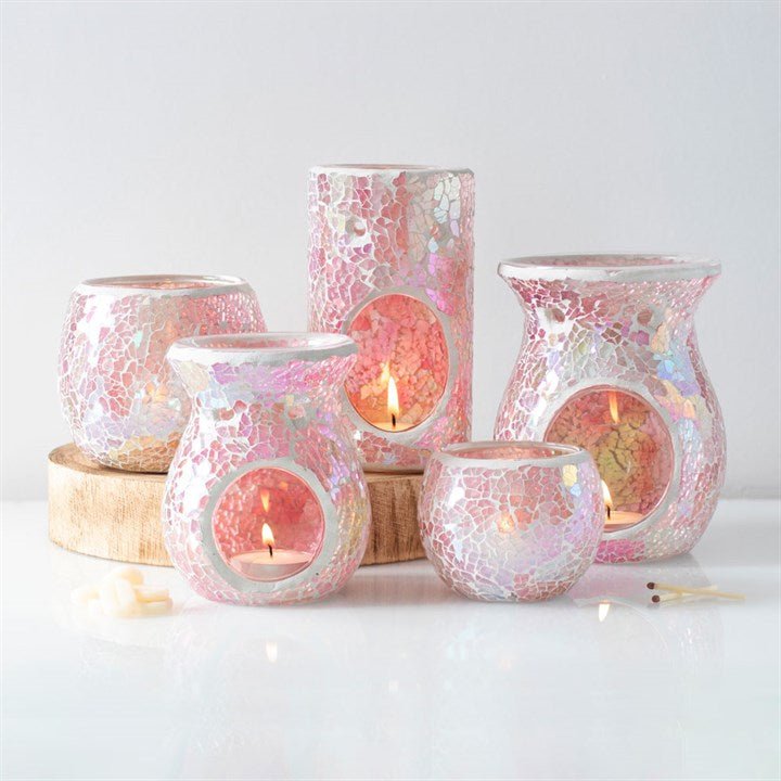 Small Pink Iridescent Crackle Oil Burner - Scents & Gifts UK