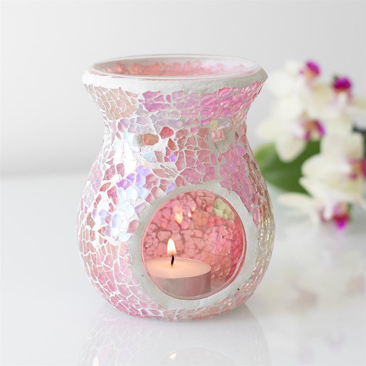 Small Pink Iridescent Crackle Oil Burner - Scents & Gifts UK