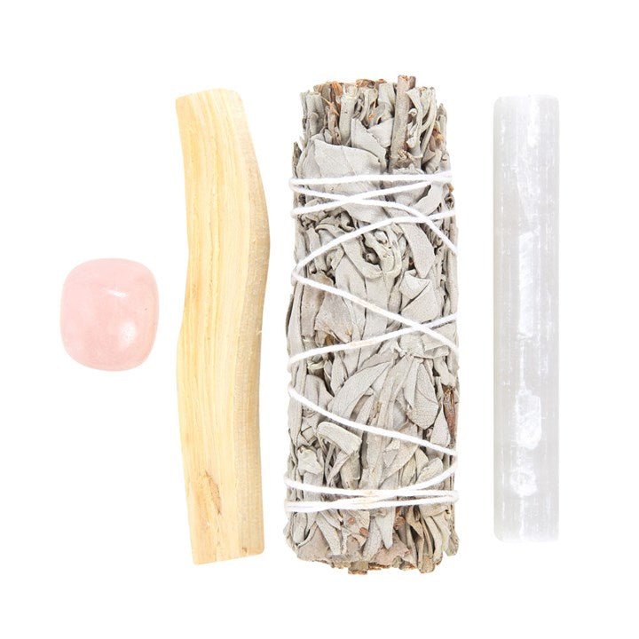 Smudge Kit with Rose Quartz Crystal - Scents & Gifts UK