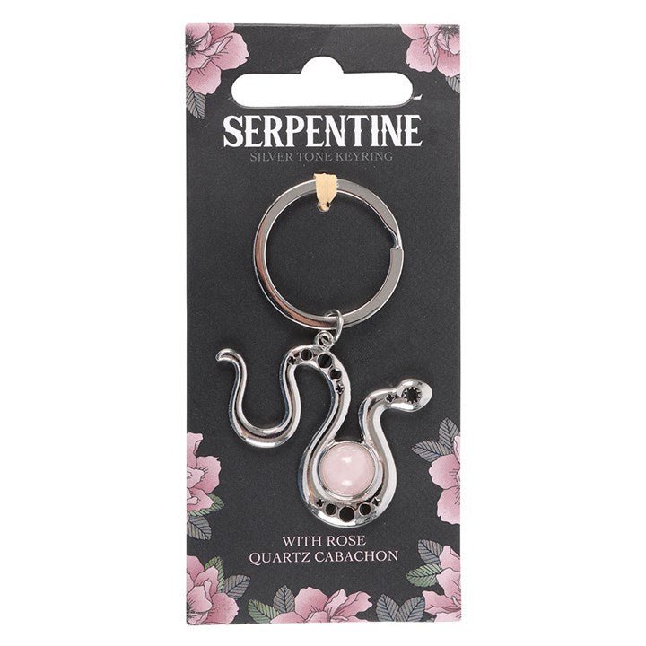 Snake Keyring with Rose Quartz Crystal - Scents & Gifts UK