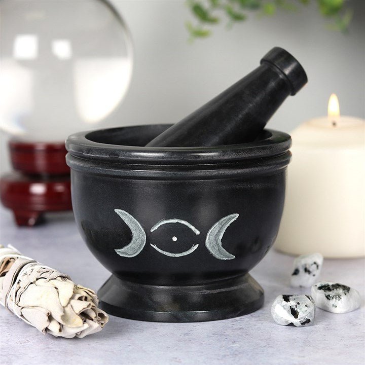 Soap Stone Triple Moon Pestle and Mortar - Scents & Gifts UK