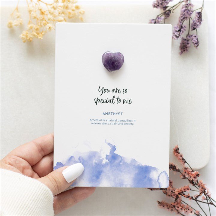 Special To Me Amethyst Crystal Heart Greeting Card - Scents & Gifts UK