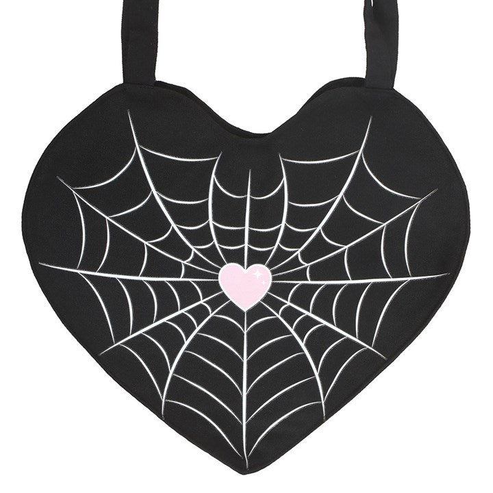 Spiderweb Heart Satin Tote Bag - Scents & Gifts UK