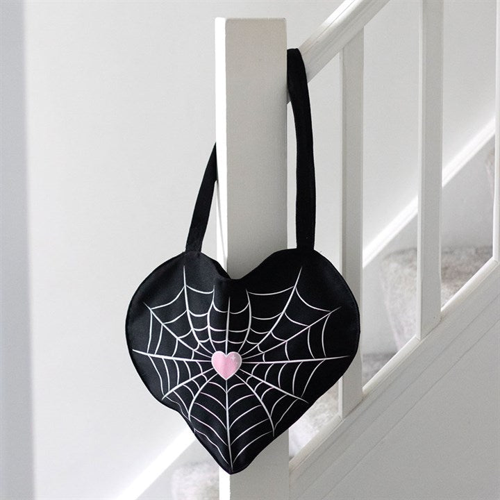 Spiderweb Heart Satin Tote Bag - Scents & Gifts UK