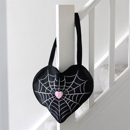 Spiderweb Heart Satin Tote Bag - Scents & Gifts UK