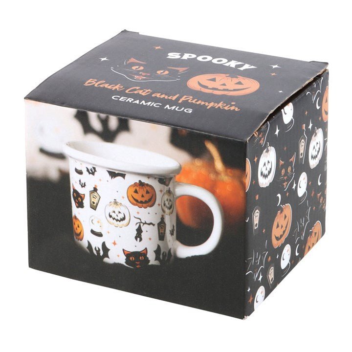 Spooky Cat and Pumpkin Print Mug - Scents & Gifts UK