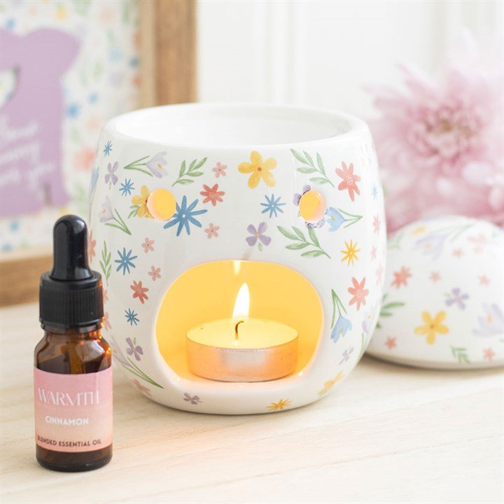 Spring Floral Print Egg Oil Burner and Wax Warmer - Scents & Gifts UK
