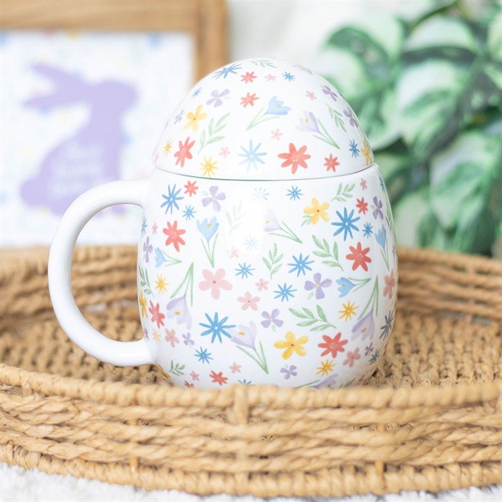 Spring Floral Print Egg Shaped Mug - Scents & Gifts UK