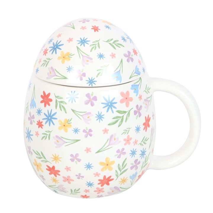 Spring Floral Print Egg Shaped Mug - Scents & Gifts UK
