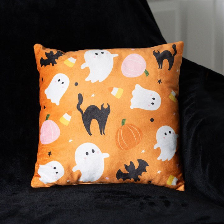 Square Sweet and Spooky Ghost Print Cushion - Scents & Gifts UK