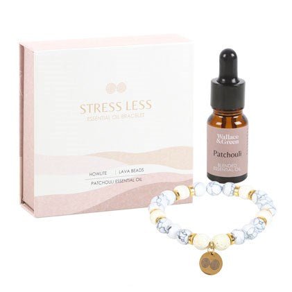 Stress Less Howlite Crystal Essential Oil Bracelet - Scents & Gifts UK