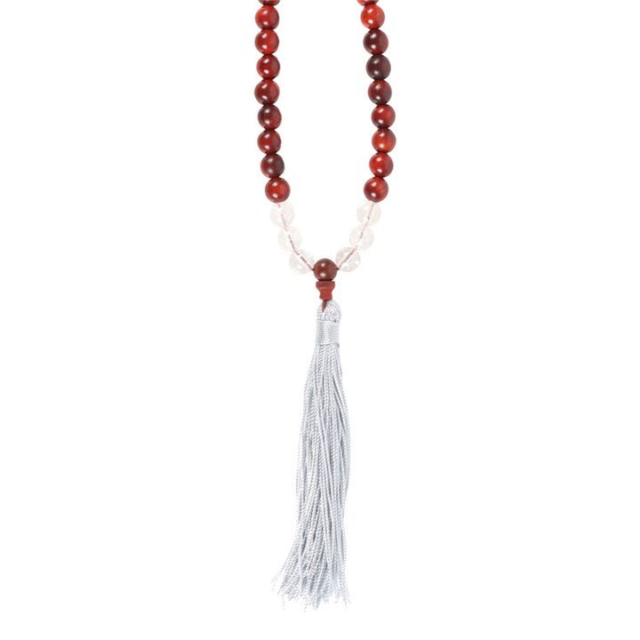 Stress Less Rosewood & Clear Quartz Mallah Necklace - Scents & Gifts UK