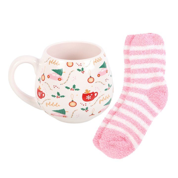 Sugarplum Fun Christmas Print Mug and Socks Set - Scents & Gifts UK
