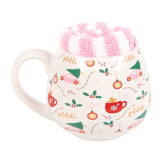 Sugarplum Fun Christmas Print Mug and Socks Set - Scents & Gifts UK