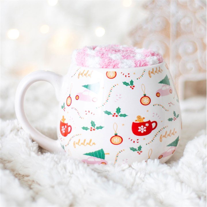 Sugarplum Fun Christmas Print Mug and Socks Set - Scents & Gifts UK
