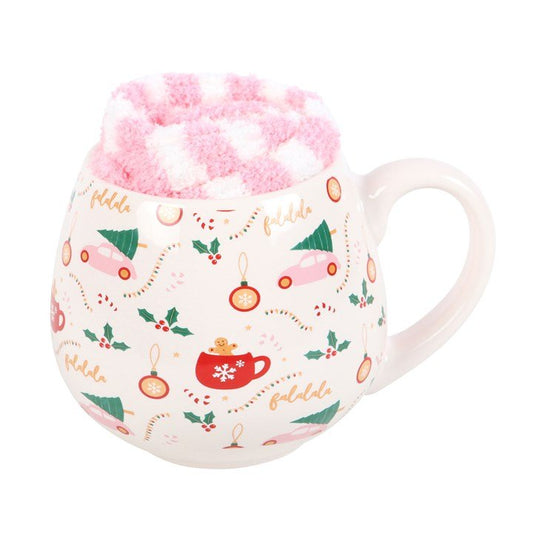 Sugarplum Fun Christmas Print Mug and Socks Set - Scents & Gifts UK