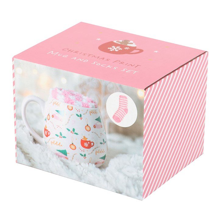 Sugarplum Fun Christmas Print Mug and Socks Set - Scents & Gifts UK