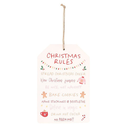 Sugarplum Fun Christmas Rules Hanging Sign - Scents & Gifts UK