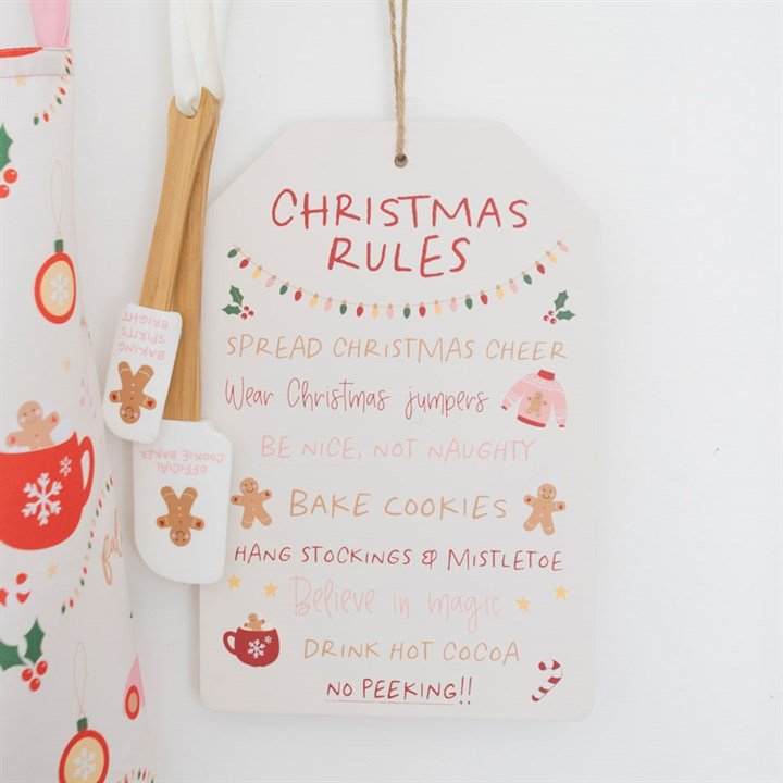 Sugarplum Fun Christmas Rules Hanging Sign - Scents & Gifts UK