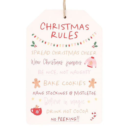 Sugarplum Fun Christmas Rules Hanging Sign - Scents & Gifts UK