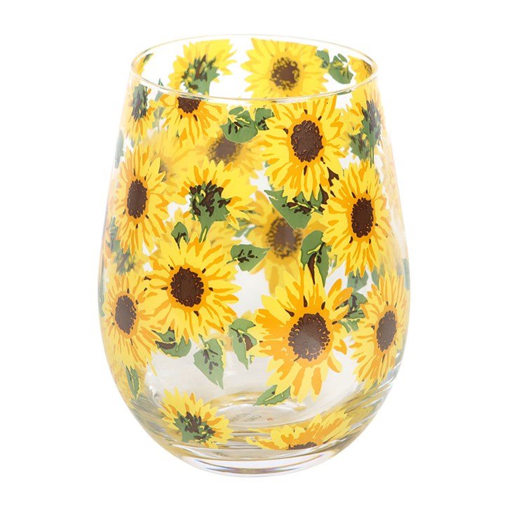 Sunflower Print Stemless Glass - Scents & Gifts UK