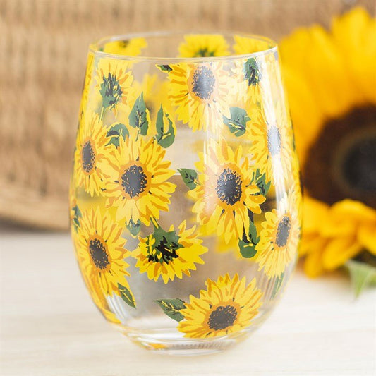 Sunflower Print Stemless Glass - Scents & Gifts UK
