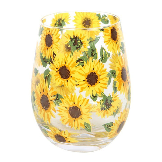 Sunflower Print Stemless Glass - Scents & Gifts UK