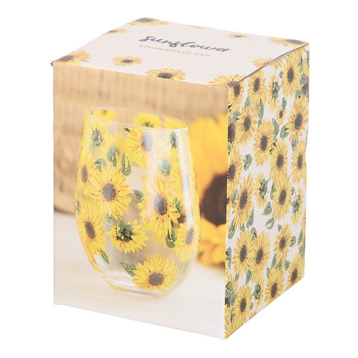 Sunflower Print Stemless Glass - Scents & Gifts UK