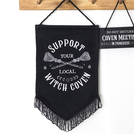 Support Your Local Witch Coven Hanging Fabric Banner - Scents & Gifts UK