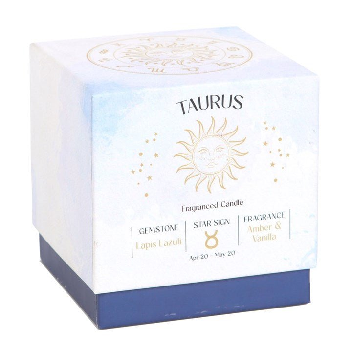 Taurus Amber & Vanilla Gemstone Zodiac Candle - Scents & Gifts UK