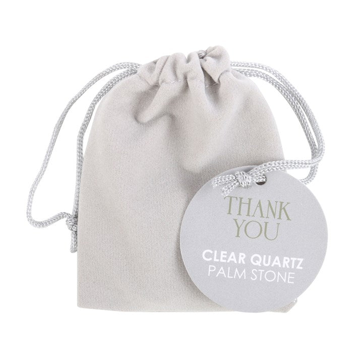 Thank You Clear Quartz Crystal Palm Stone - Scents & Gifts UK