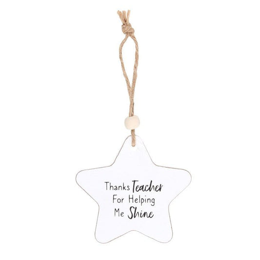 Thanks Teacher Hanging Star Sentiment Sign - Scents & Gifts UK