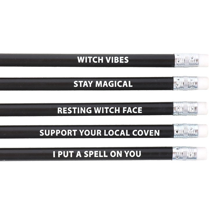 The Coven Club Set of 5 Witchy Pencils - Scents & Gifts UK