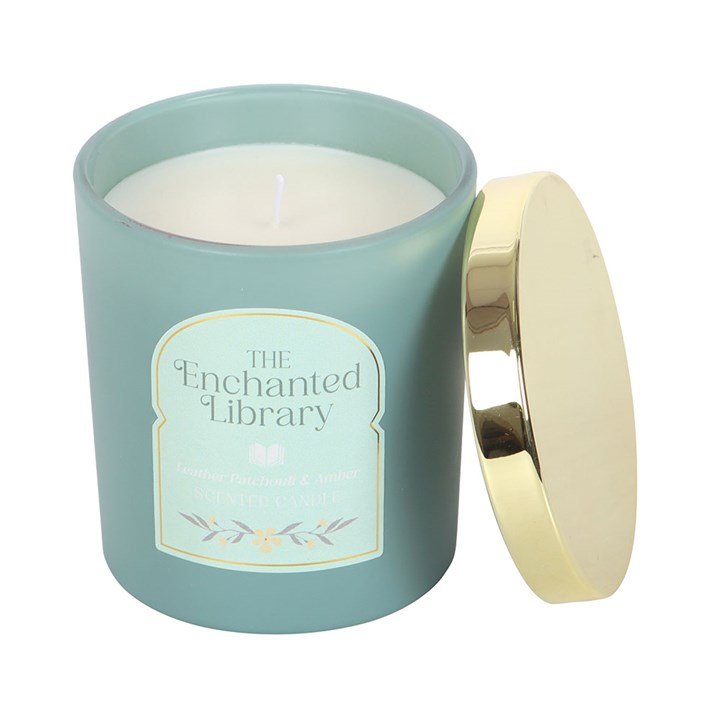 The Enchanted Library Leather, Patchouli & Amber Candle - Scents & Gifts UK