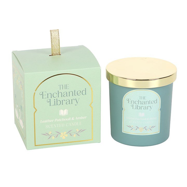 The Enchanted Library Leather, Patchouli & Amber Candle - Scents & Gifts UK