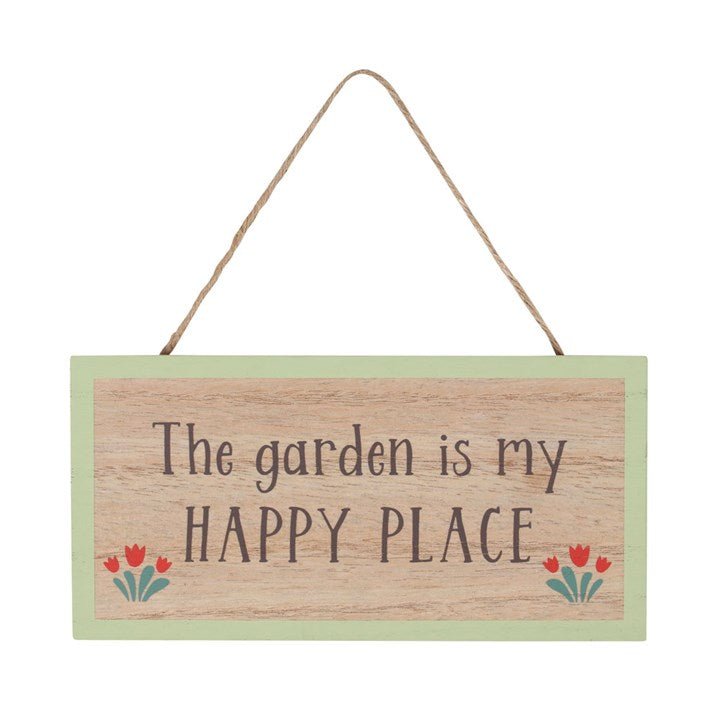 The Garden Is My Happy Place Hanging Sign - Scents & Gifts UK